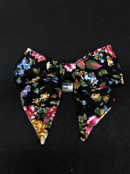 Midnight Floral Bow