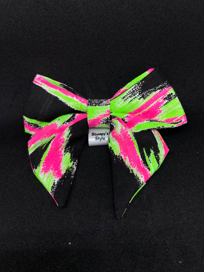 Neon Pink & Green Bow