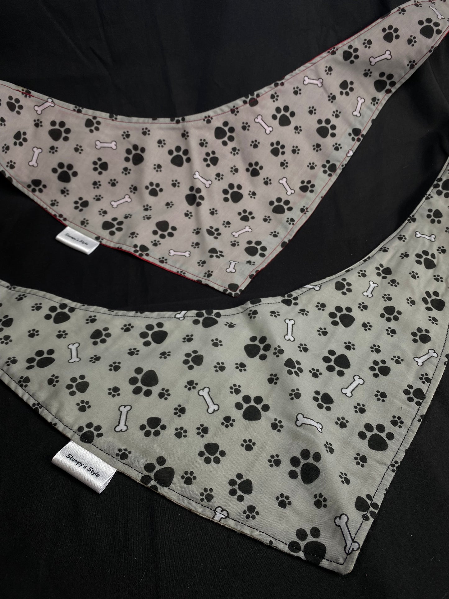 Grey Paw Prints Bandana