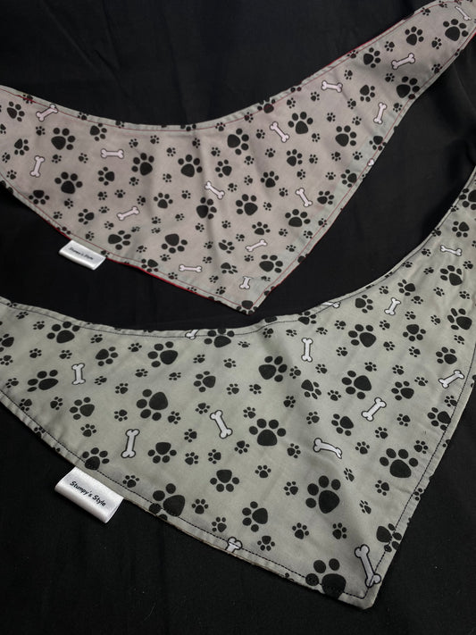 Grey Paw Prints Bandana