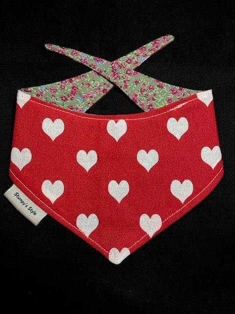 White & Red Hearts - XS