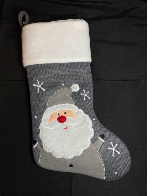 Dark Grey Knitted Santa Stocking