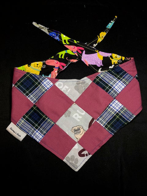 Burgundy Pug Patchwork - M