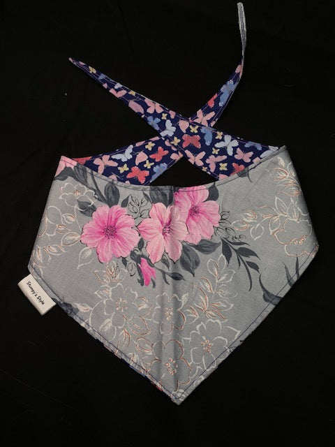 Pink Flowers & Butterflies - L